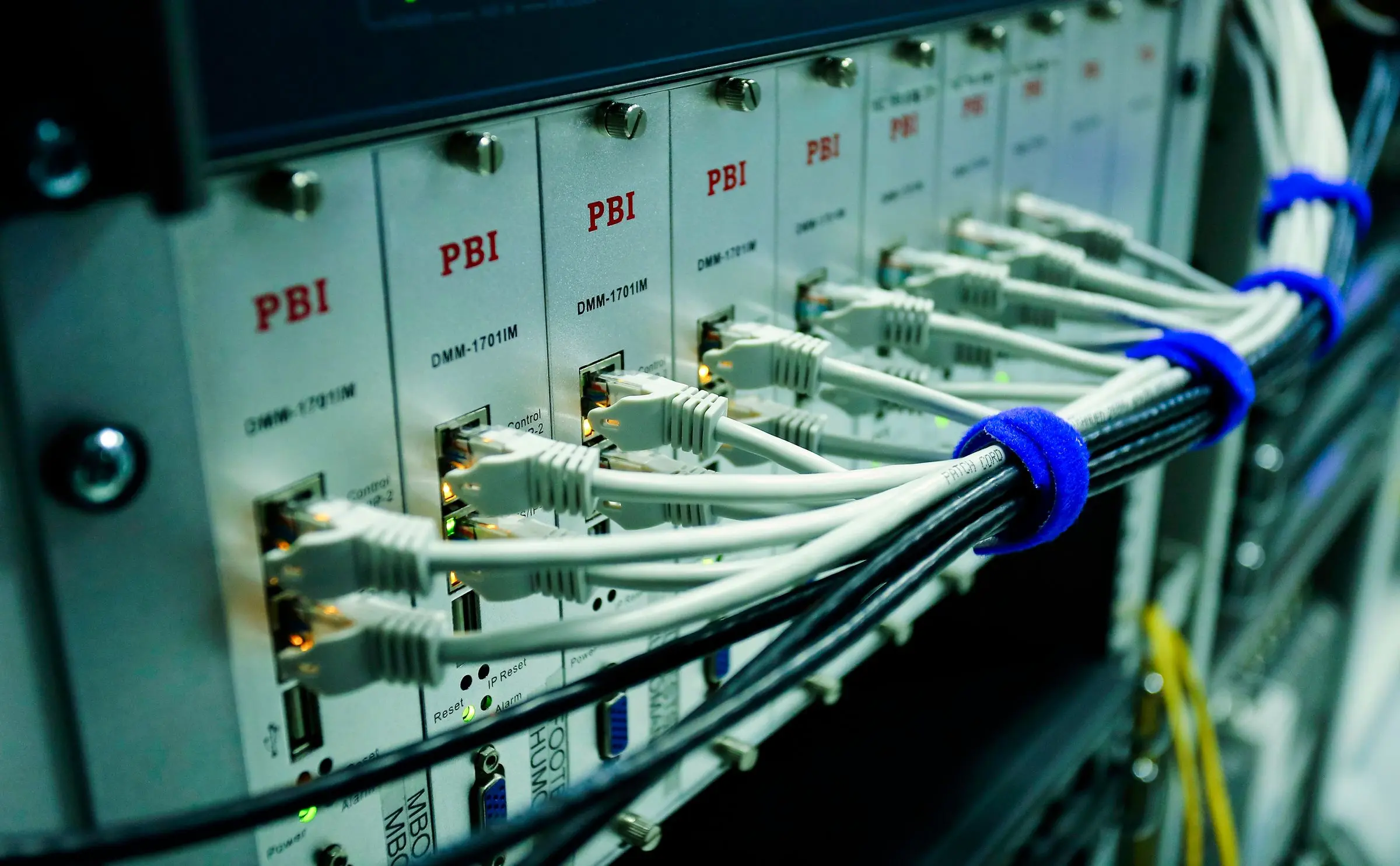Patch cables neatly connected to a network switch